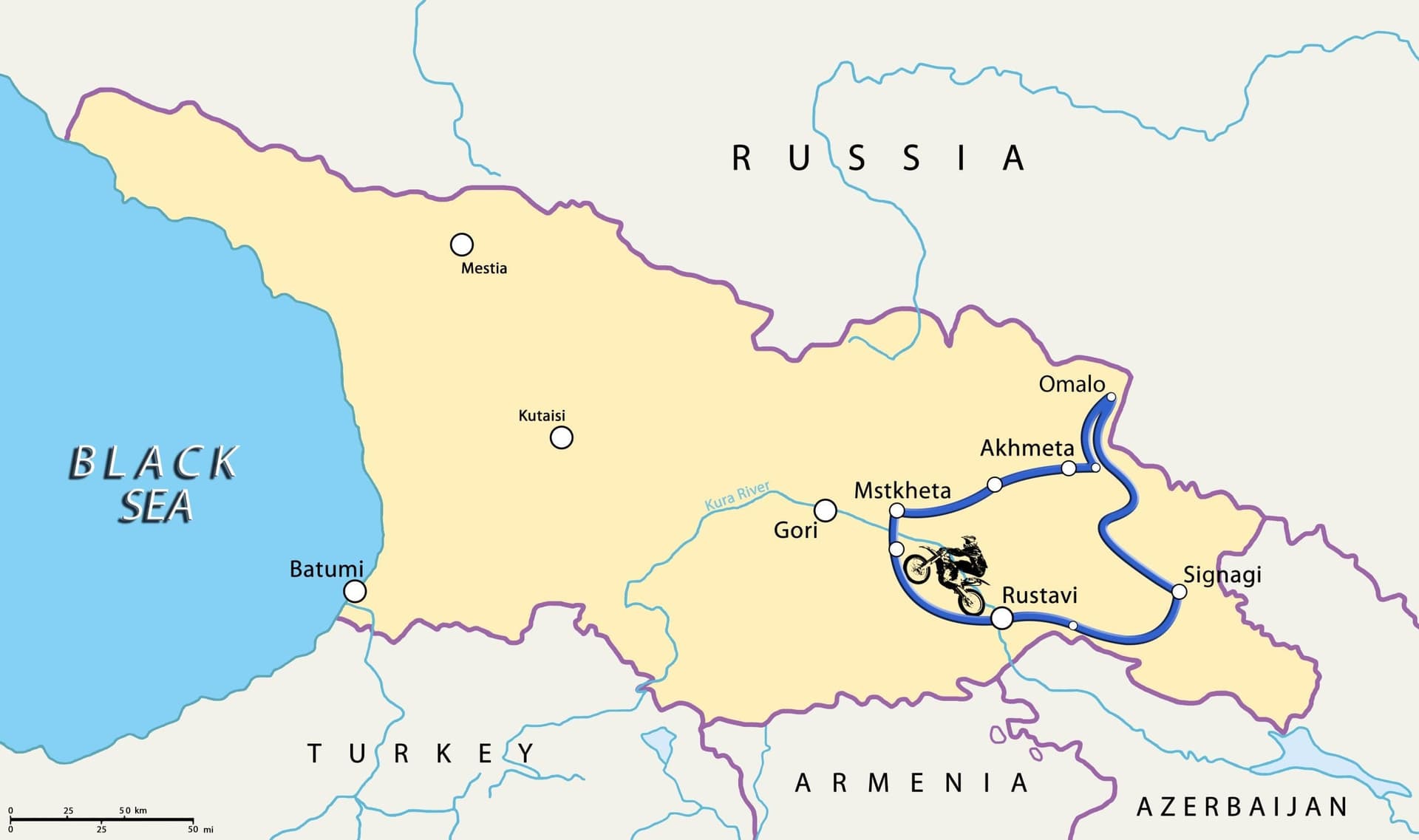 Approximate tour route